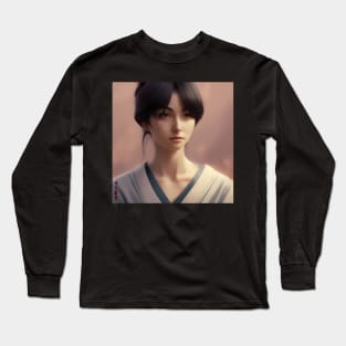 Beaux Animes Art...Beautiful Anime Girl with a Japanese uniform illustration Design Long Sleeve T-Shirt